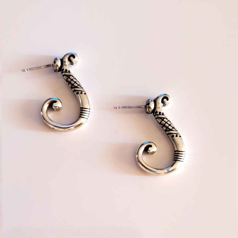 Vtg. Brighton Etched Hoop Earrings  by Brighton